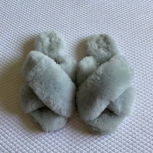 light blue slippers